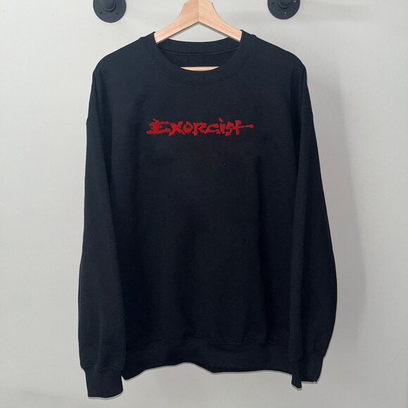 Black Red Exorcist NYC Thrash Heavy Metal Band Music Crewneck Sweatshirt - Picture 1 of 2